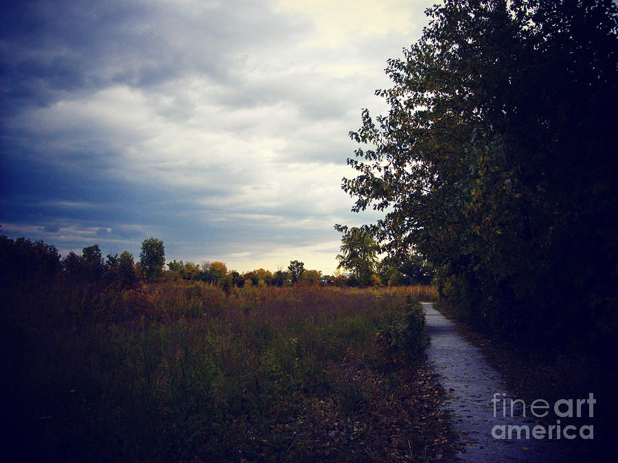 Autumn Colors Stormy Skies Along The Prairie Trail -  Heat Effect Photograph by Frank J Casella