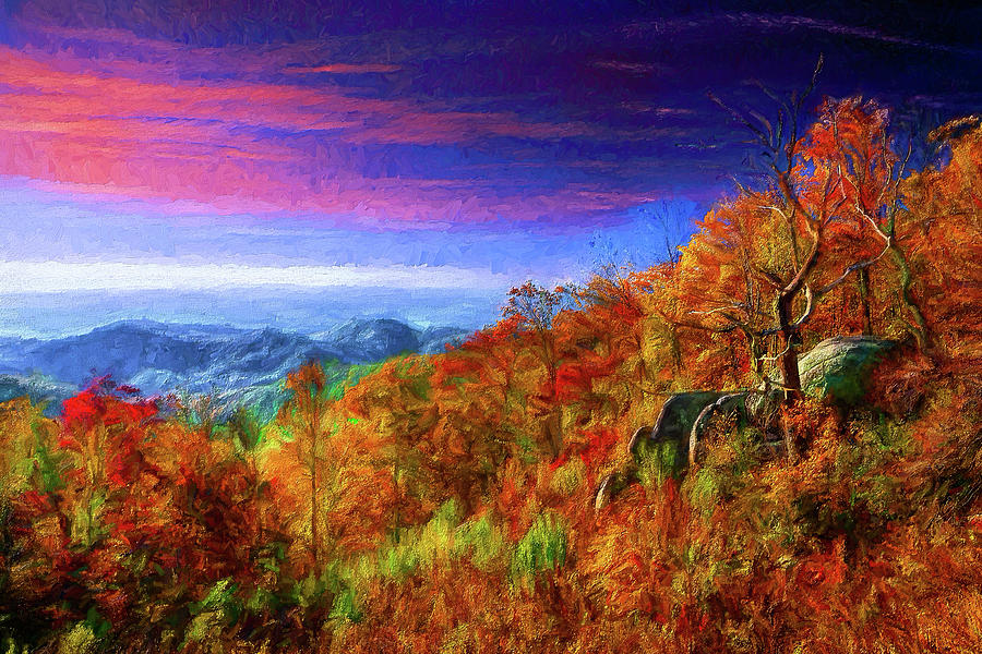Autumn Colors Trees and Sky ap Painting by Dan Carmichael