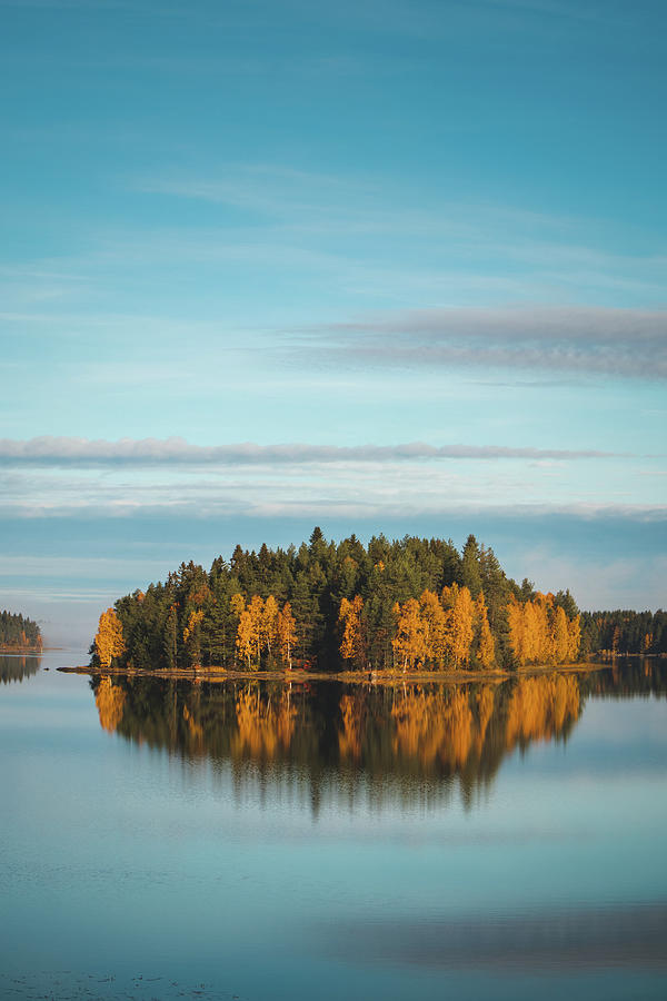 Autumn Coloured Island In The Middle Of The Lake Photograph