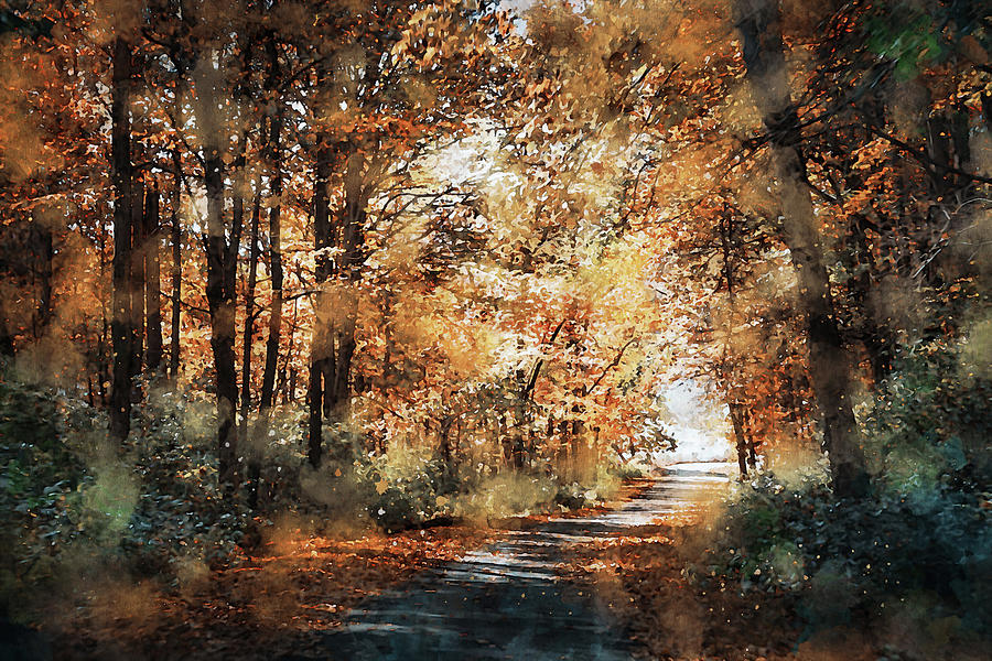 Autumn Country Road In Ohio Painting