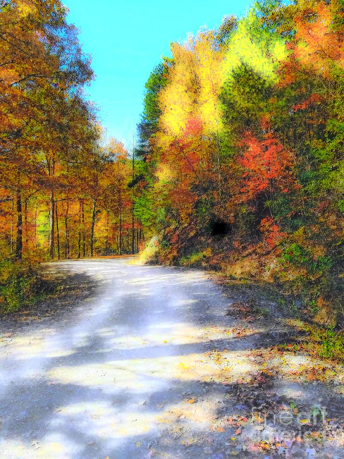 Autumn Country Road Digital Art by Rachel Hannah