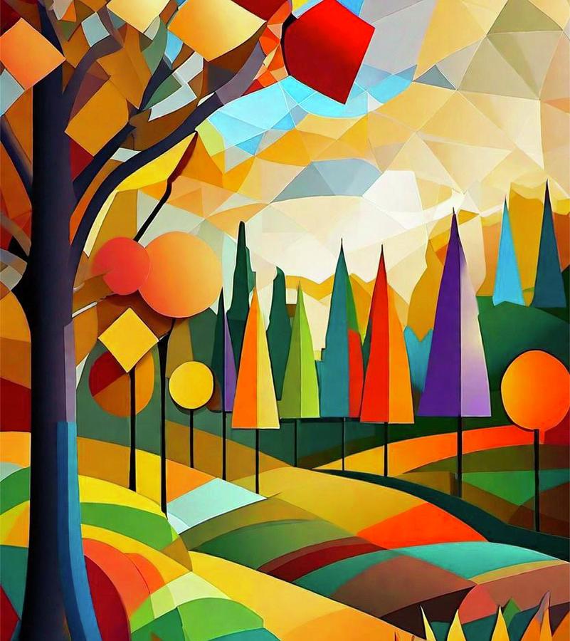 Autumn Cubism VI Digital Art by Bonnie Bruno