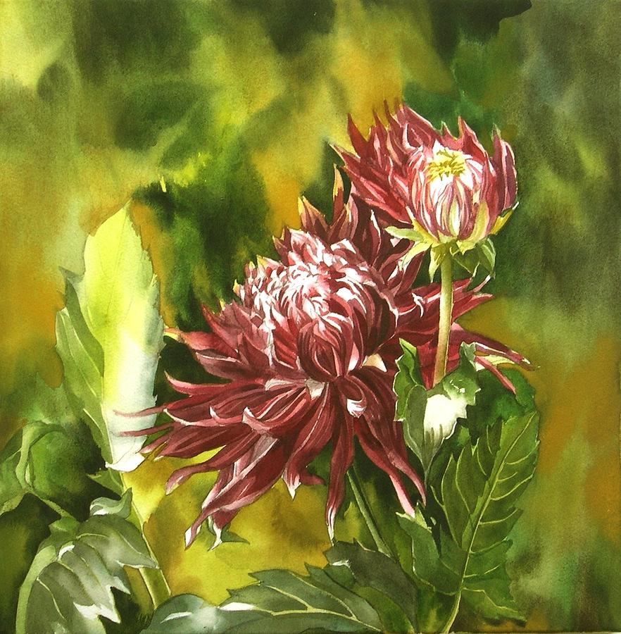 Autumn Dahlias Painting by Alfred Ng