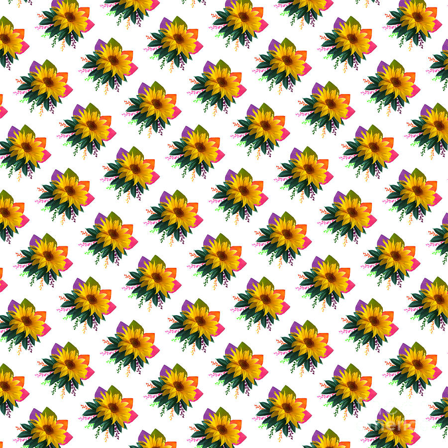 Autumn Daisy Flower Continuous Pattern Digital Art by Delynn Addams