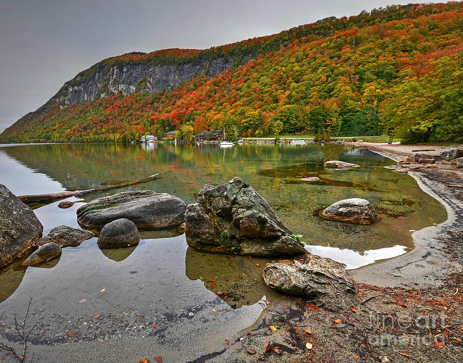 Autumn Day at lake Willoughby Photograph by Steve Brown
