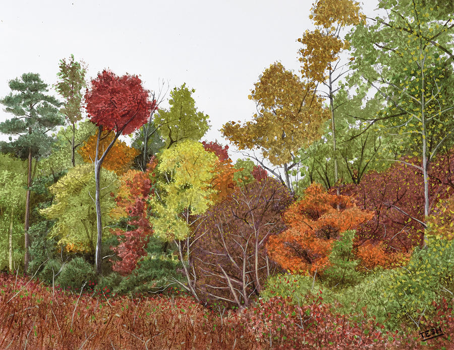 Autumn day in Raleigh Painting by Tesh Parekh