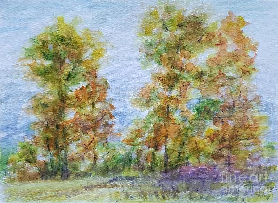 Autumn day Painting by Olga Malamud-Pavlovich