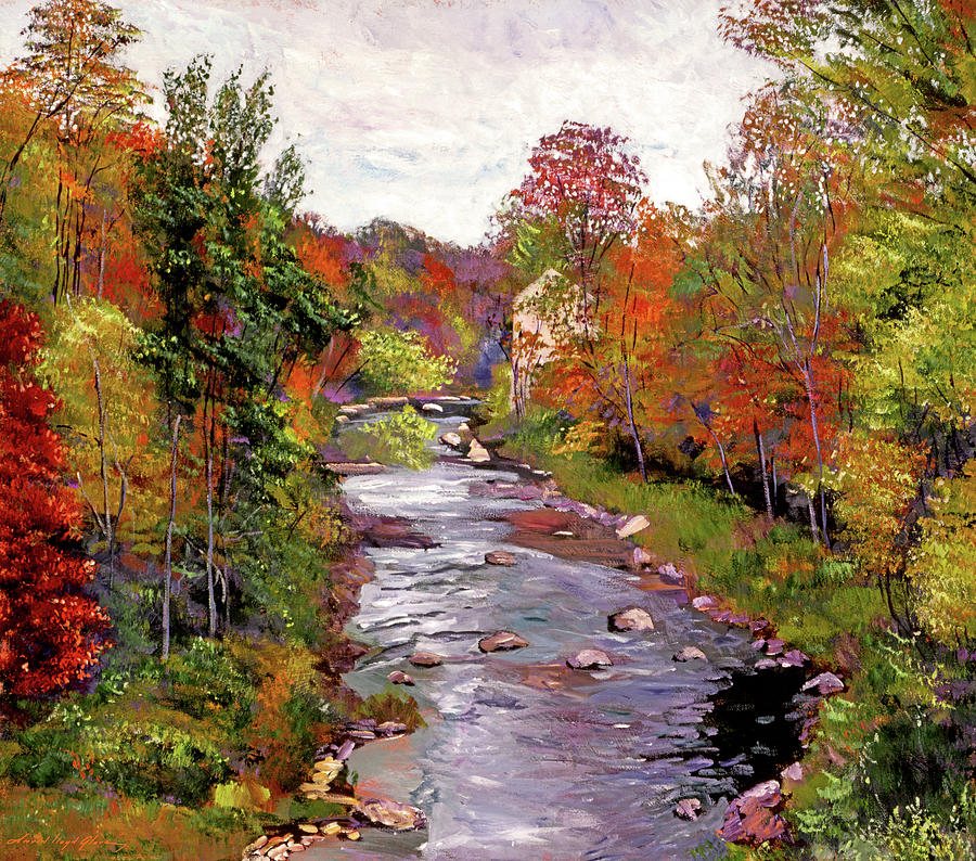 Autumn Days At The River Painting by David Lloyd Glover