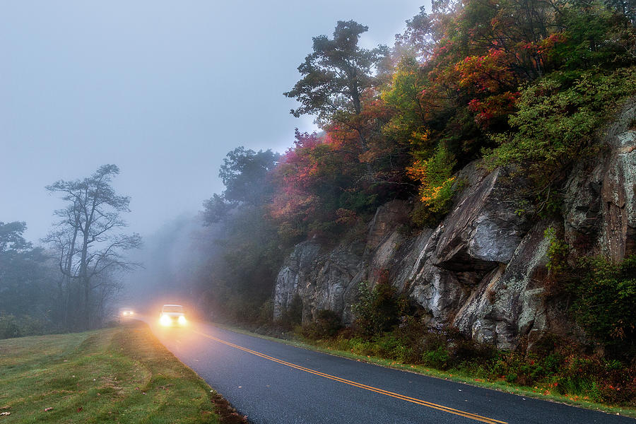 Autumn Drive Foggy Fall Photograph by Dan Carmichael