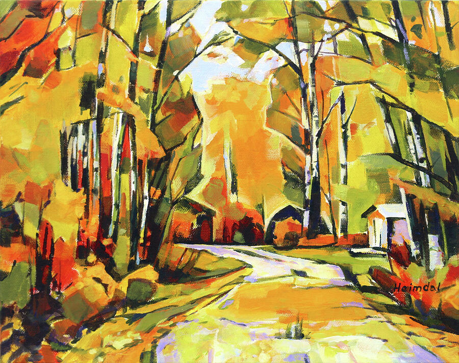 Autumn drive Painting by Tim Heimdal