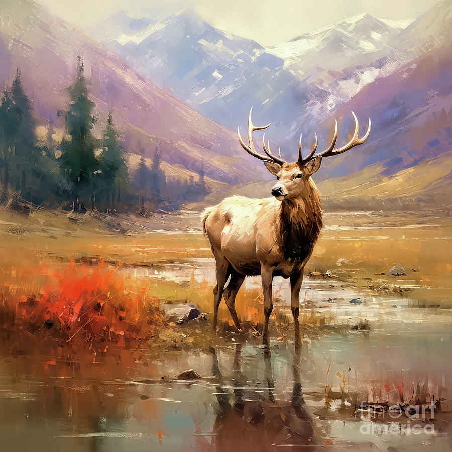 Autumn Elk Painting by Tina LeCour