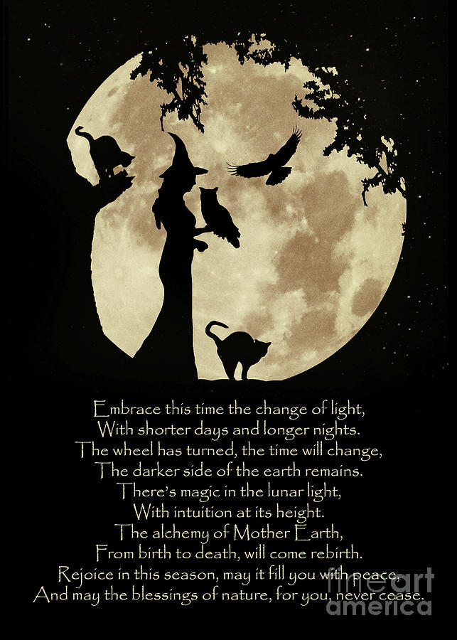Autumn Equinox Mabon Pagan Wicca Blessing with Witch and Magical Animals Photograph by Stephanie Laird