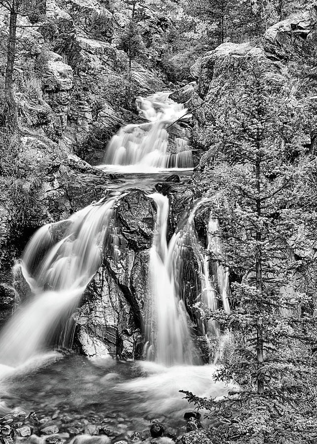 Autumn Falls Colorado Black and White Photograph by JC Findley