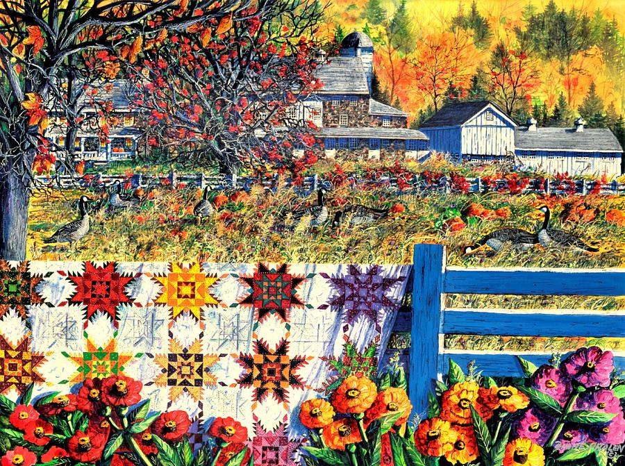 Autumn Farm Painting by Diane Phalen