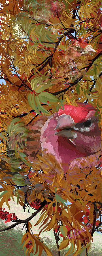 Autumn Finches Painting by Pam Little