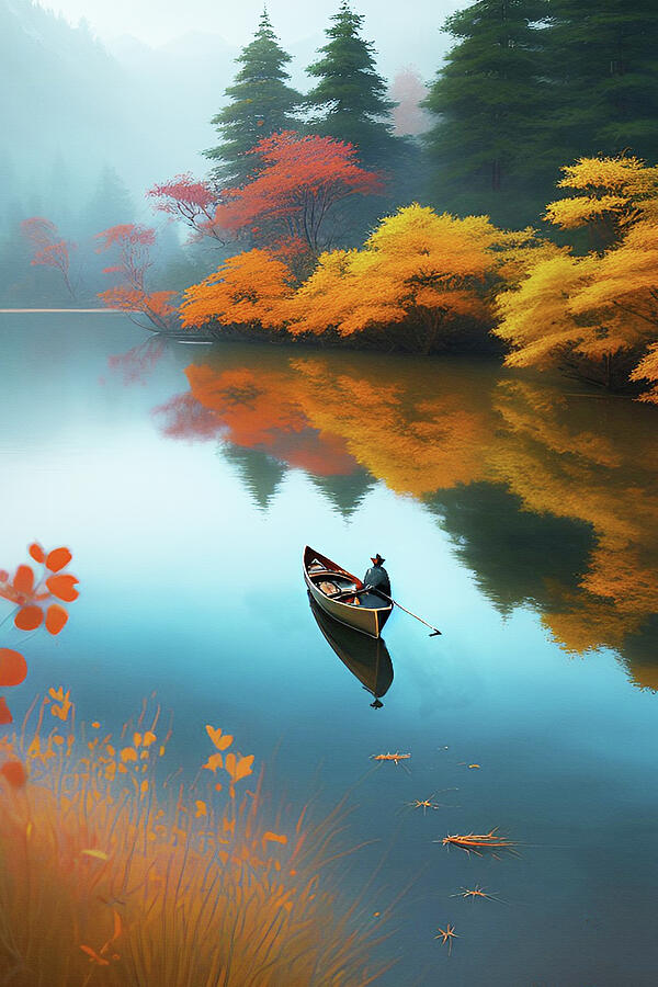 Autumn Fishing Dream Digital Art by David Dehner