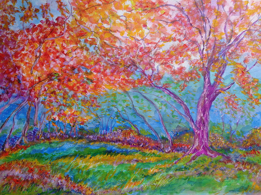 Autumn flames Painting by Sarah Hornsby