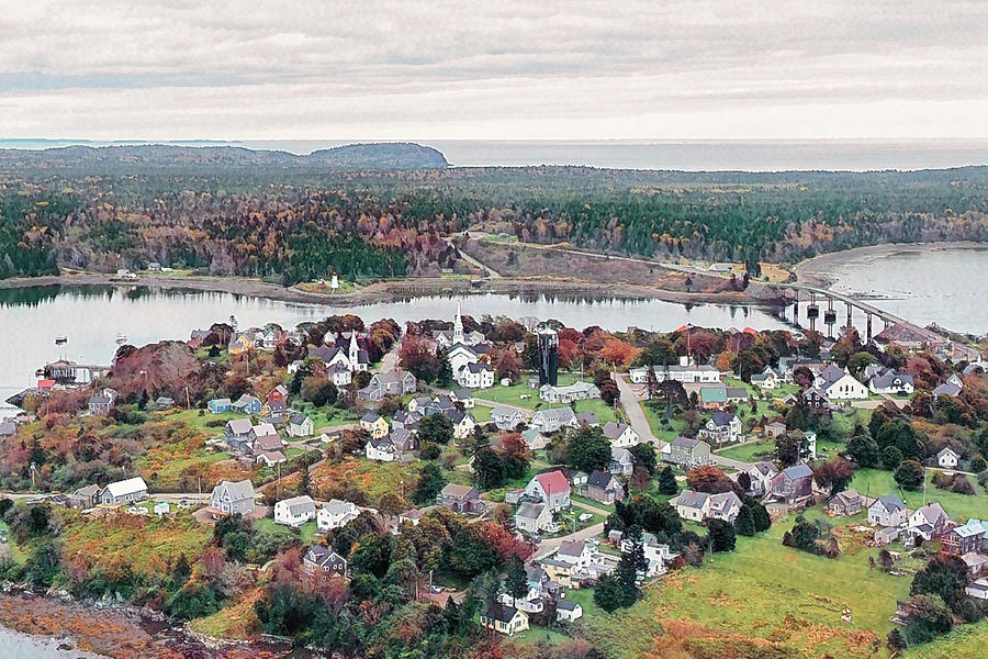 Autumn Flight over Lubec Simulated watercolor Photograph by Bill Swartwout