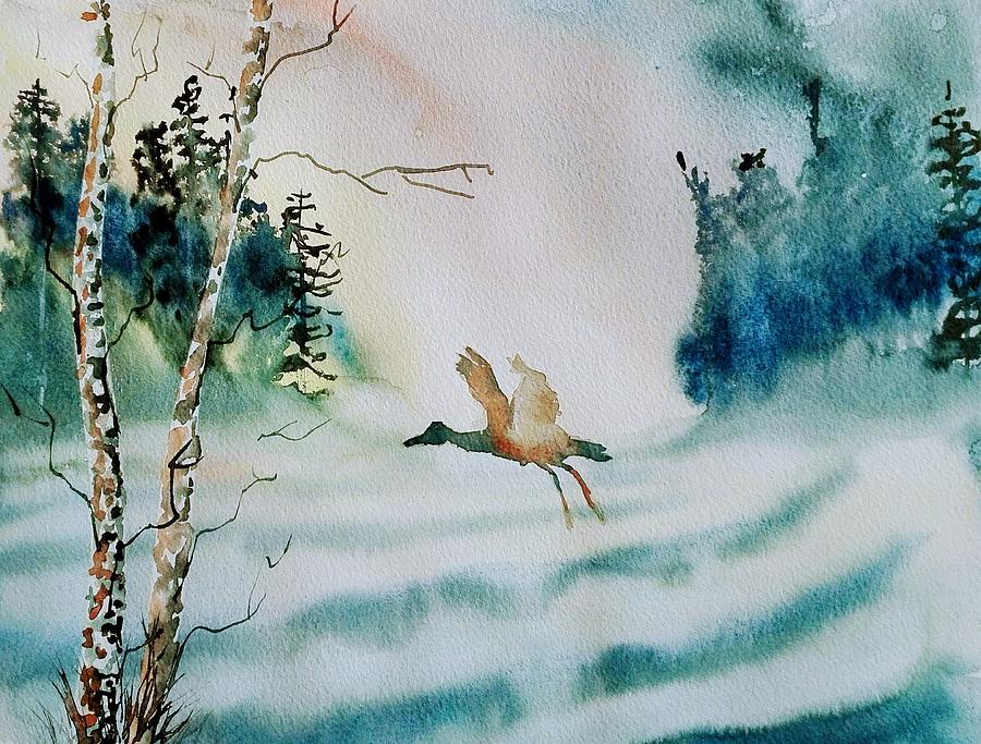 Autumn Flight Painting by Sandie Croft