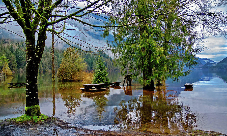 Autumn flood on the picnic place Photograph by Alex Lyubar