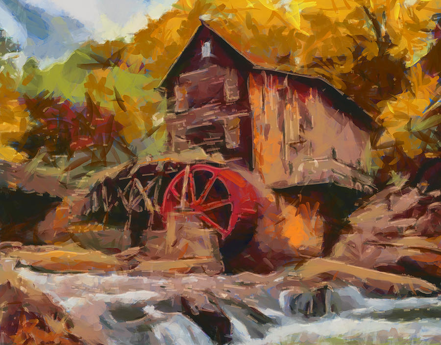 Autumn Glade Creek Grist Mill Painting Painting by Dan Sproul