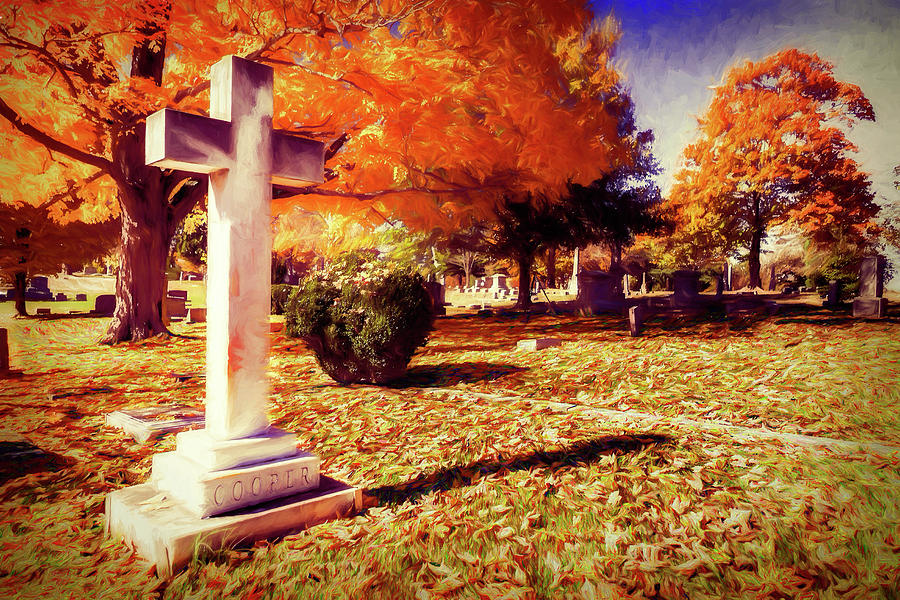 Autumn Gold in the Cemetery ap Painting by Dan Carmichael