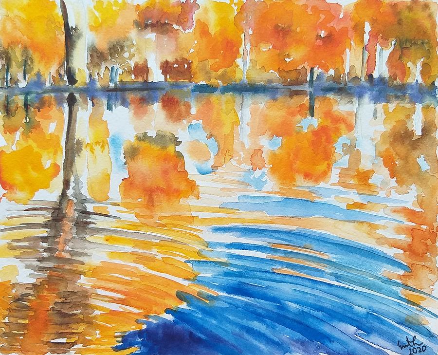 Fall Painting - Autumn gold, watercolor  by Geeta Yerra