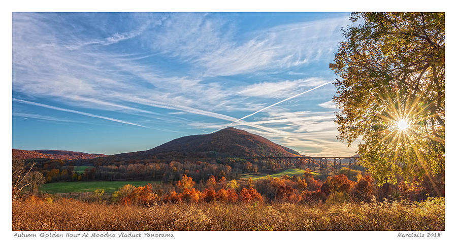 Autumn Golden Hour At Moodna Viaduct Panorama The Signature Series Photograph by Angelo Marcialis