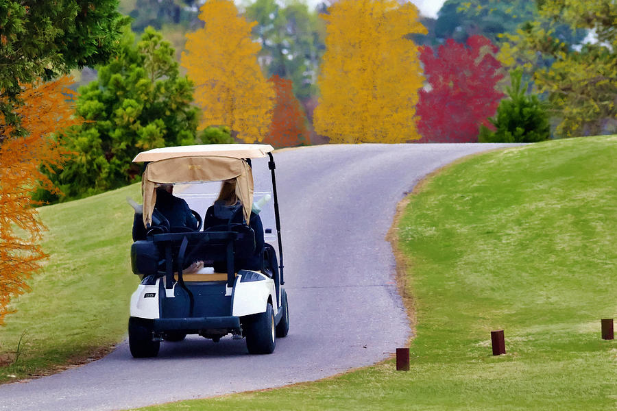 Eagle Mixed Media - Autumn Golfers Ride To The Next Fairway  by Sandi OReilly