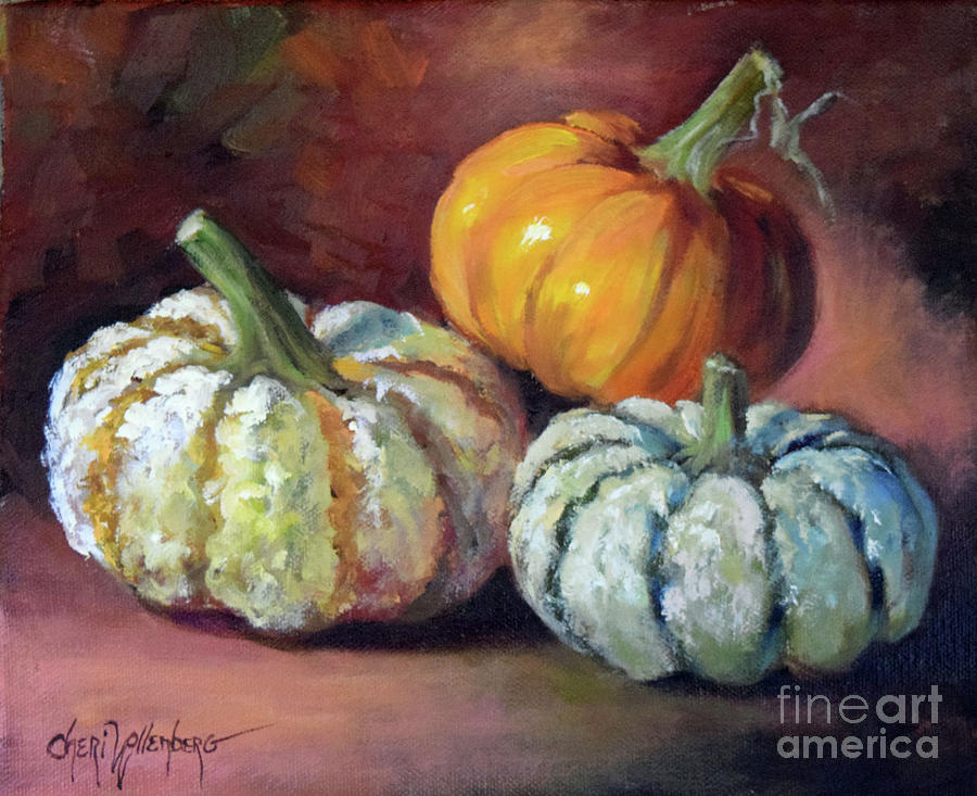 Pumpkins Painting - Autumn Gourd Painting  by Cheri Wollenberg