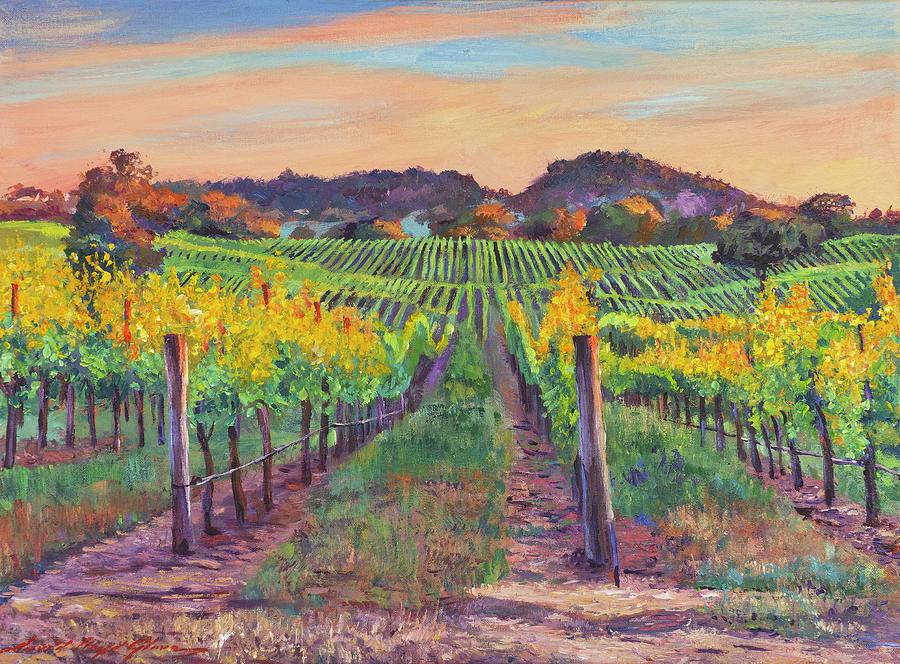 Autumn Harvest Napa Valley Vineyard Painting by David Lloyd Glover