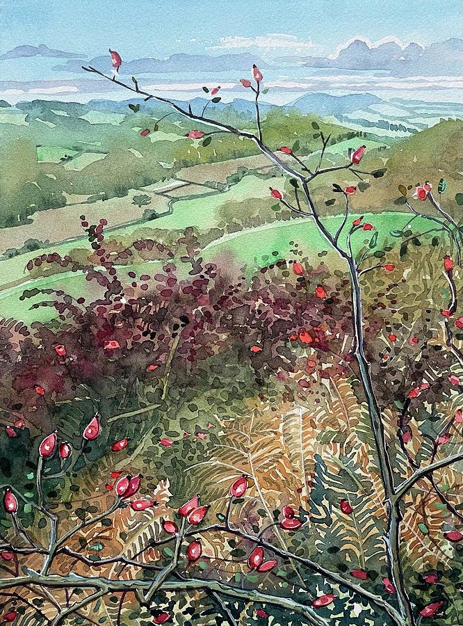 Autumn Hedgerow Painting