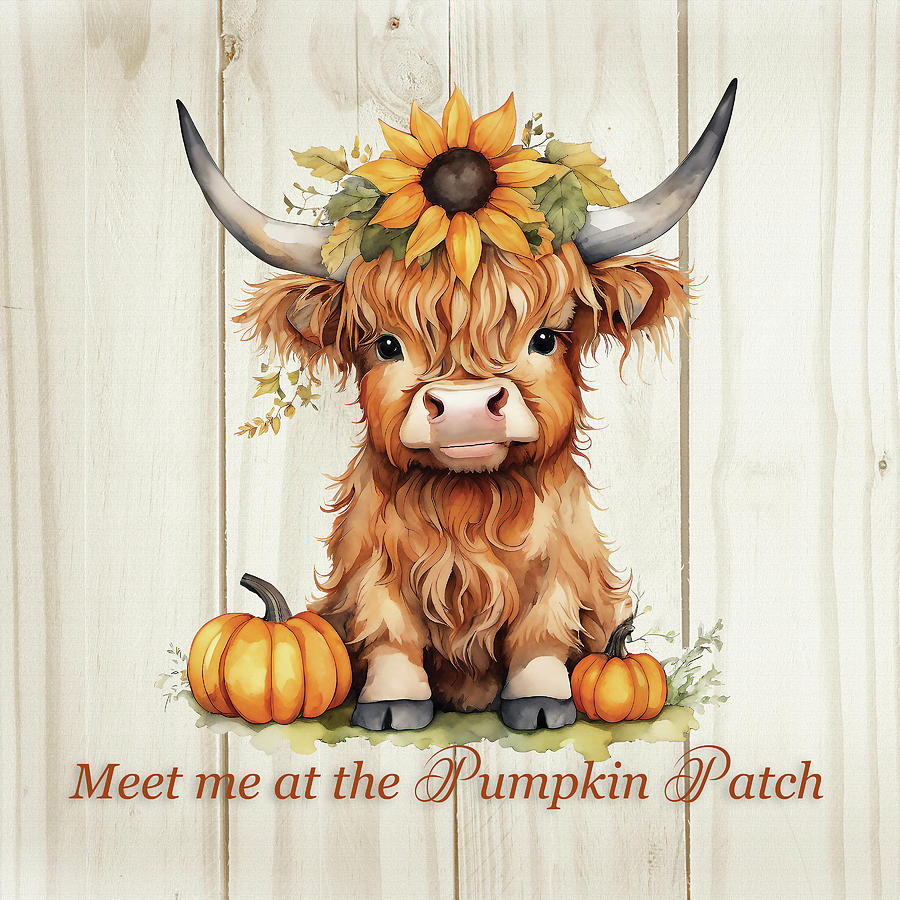 Autumn Highland Cow Digital Art by TnBackroadsPhotos