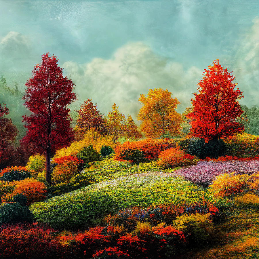 Autumn Hillside Trees Mixed Media by John DeGaetano
