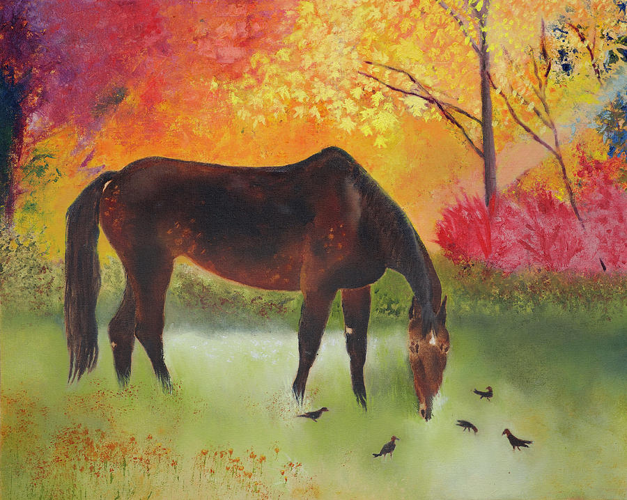  Autumn Horse Painting by Sandra Silva