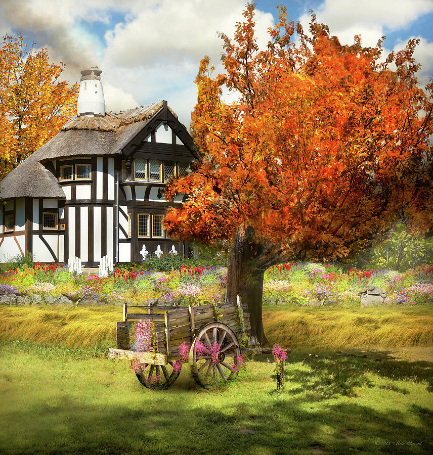 Autumn - Idyllic Fall Cottage Digital Art by Mike Savad