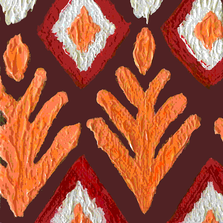 Autumn Ikat Posterized Painting Photograph by work by Lisa Kling