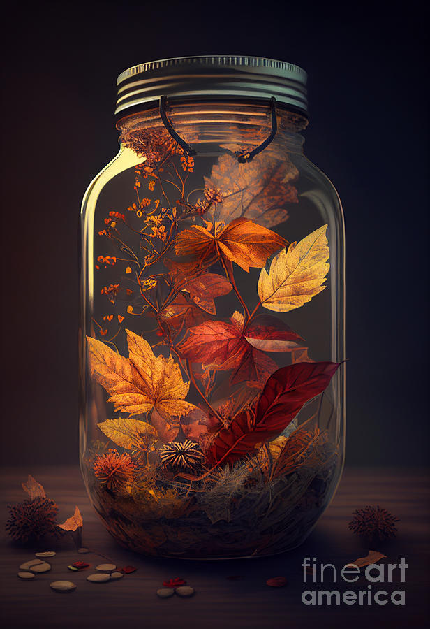 Autumn in a jar Mixed Media by Binka Kirova