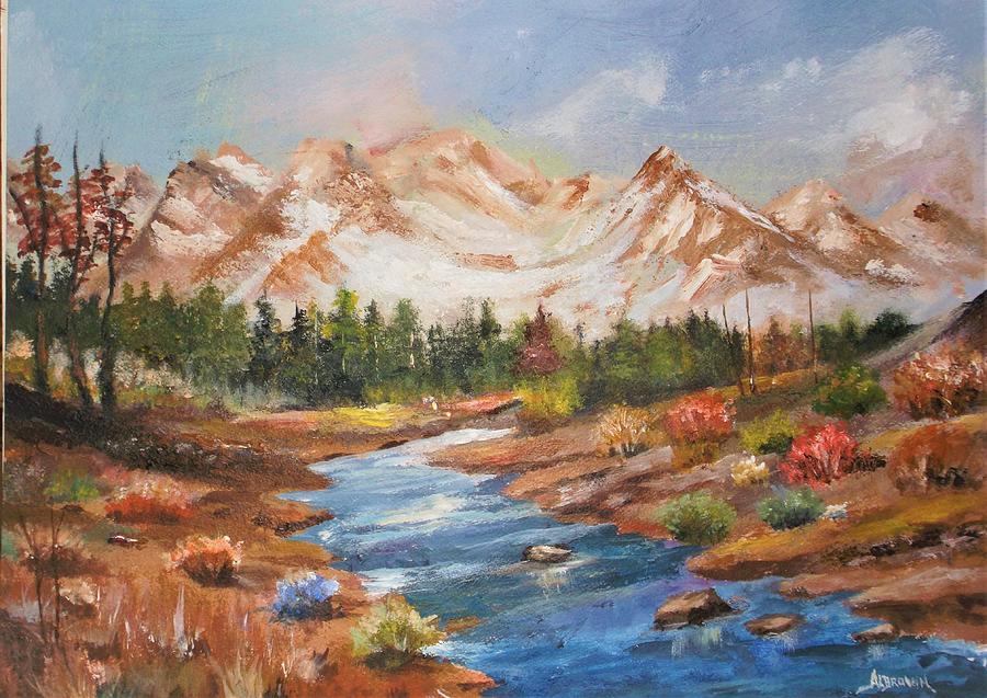 Autumn in Bloom Beneath the Mountains Painting by Al Brown