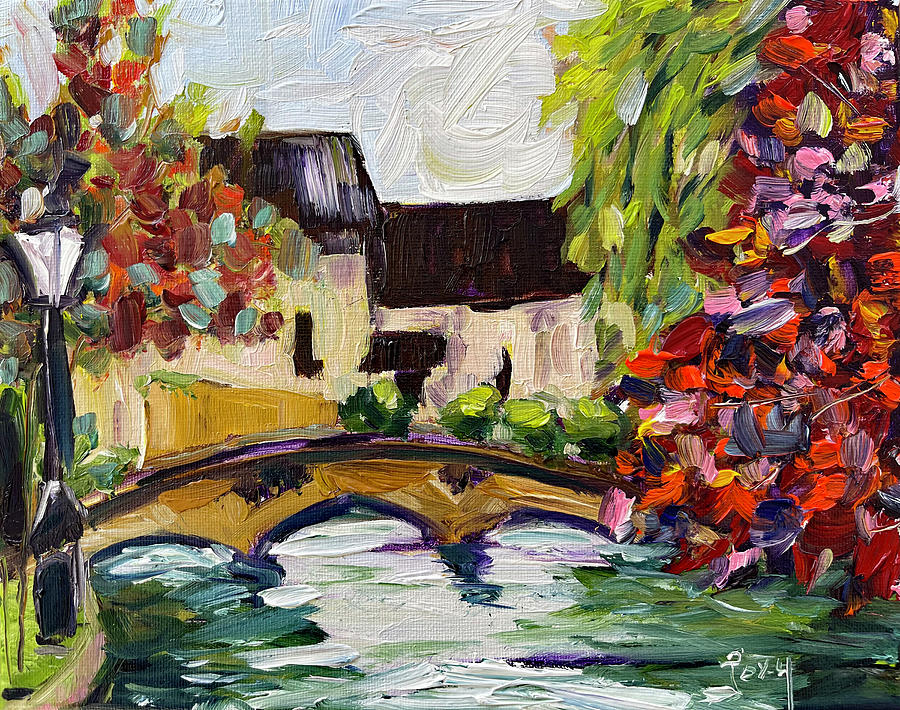 Autumn in Bourton on the Water Painting by Roxy Rich