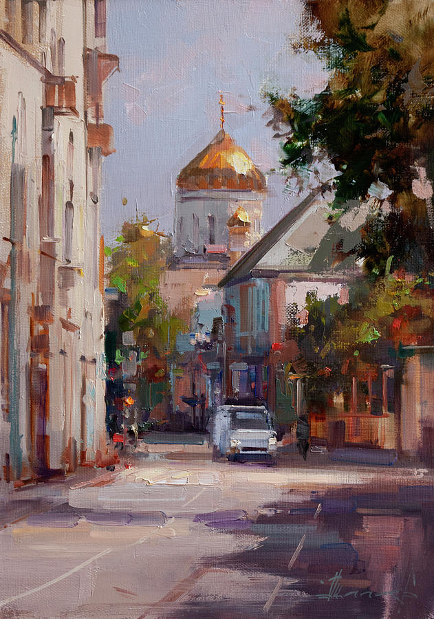 Autumn In Gagarinsky Lane Moscow Painting