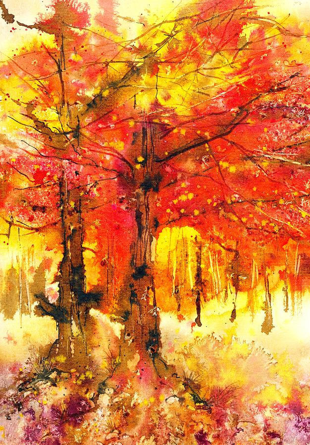 Autumn in red and yellow. Painting by Nataliya Vetter