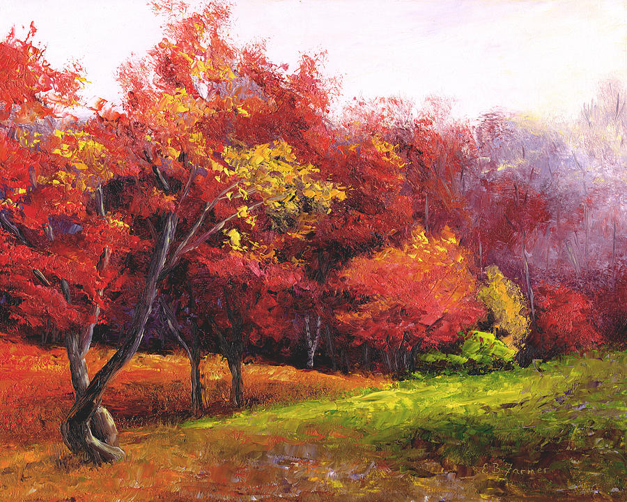 Autumn in Red Trees Painting by Elaine Farmer
