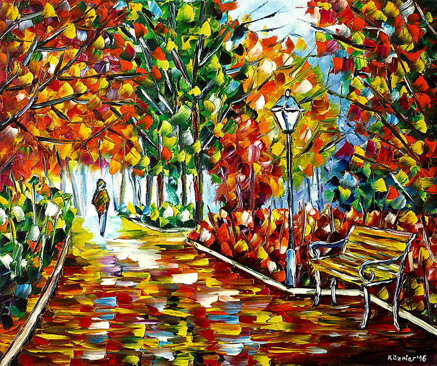 Autumn In The Park Painting by Mirek Kuzniar