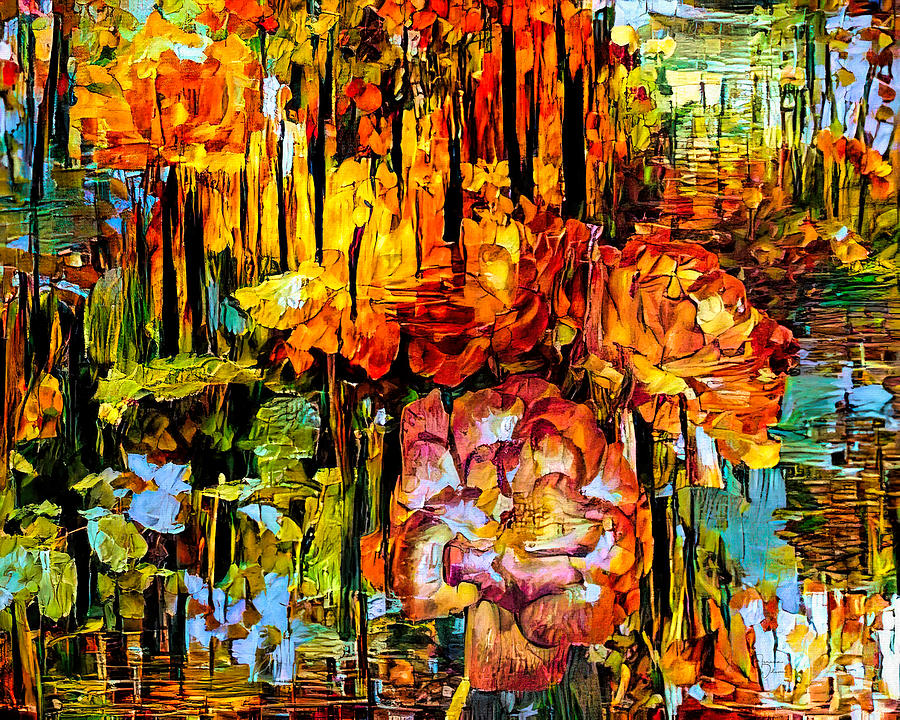 Autumn in the Rose Garden Digital Art by Teresa Wilson