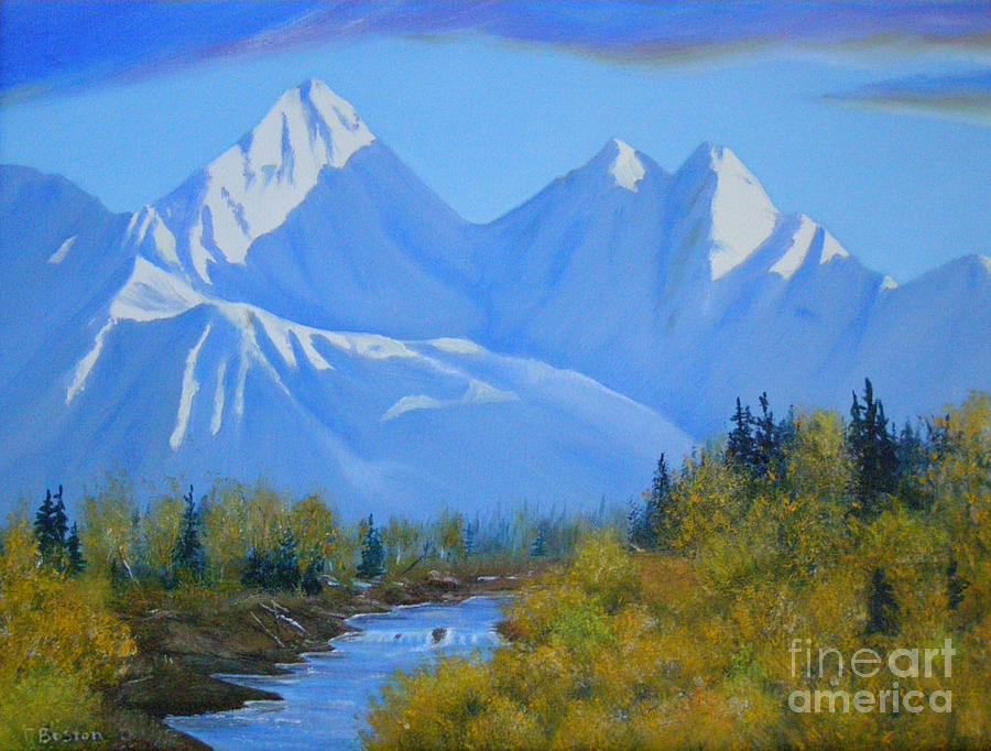 Mountain Painting - Autumn in the Valley - Alaska Highway Series by Teresa Boston
