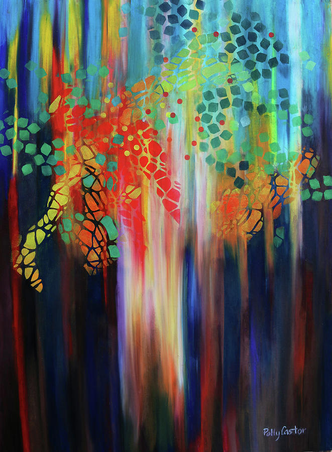 Autumn in the Vermont Forest Painting by Polly Castor