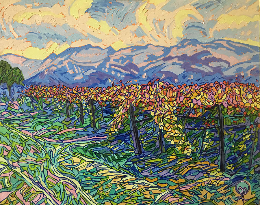 Autumn in the Vineyard in Napa Valley Painting by Therese Legere