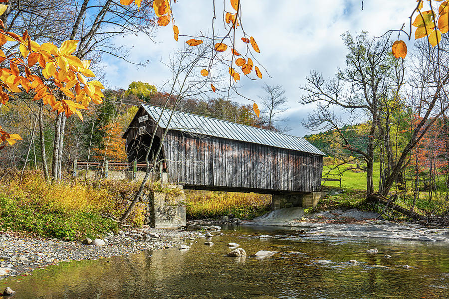Autumn in Vermont at Moxley Covered Bridge Photograph by Ron Long Ltd Photography