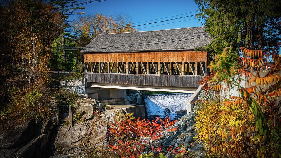 Autumn in Vermont at Quechee Covered Bridge Photograph by Ron Long Ltd Photography